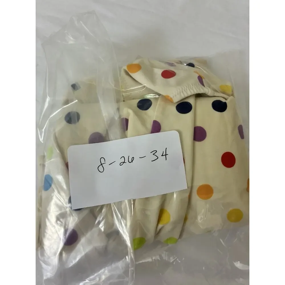 PRIMARY Rainbow Dot Long Sleeve Zip Bathing Suit Size 6-7 Girls Sun Safe Polka